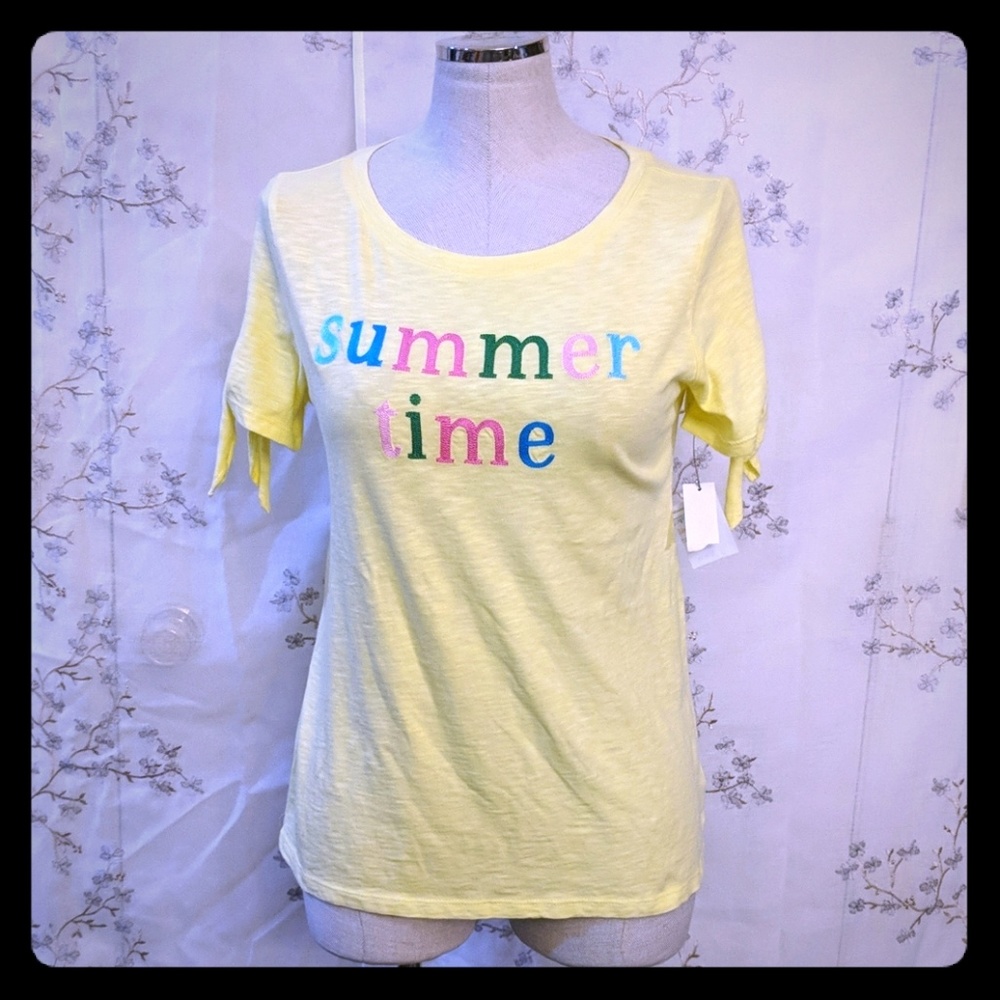 Talbots t-shirt yellow short-sleeve cotton top S